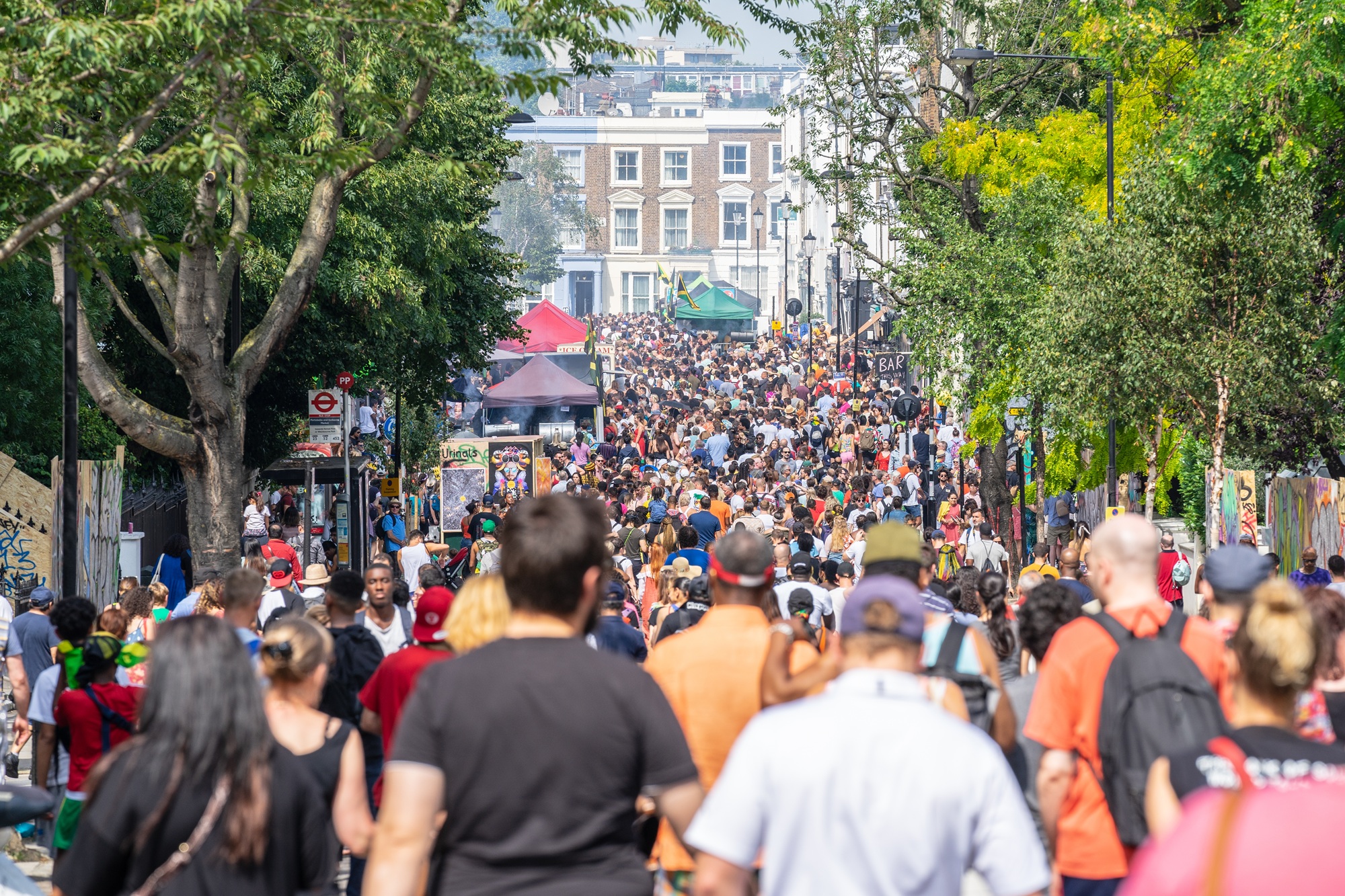 London, UK ,August 25, 2019.Caribbean colour comes to west London as Notting Hill Carnival gets into full swing with hundreds of thousands joining the throng on the capitals streets